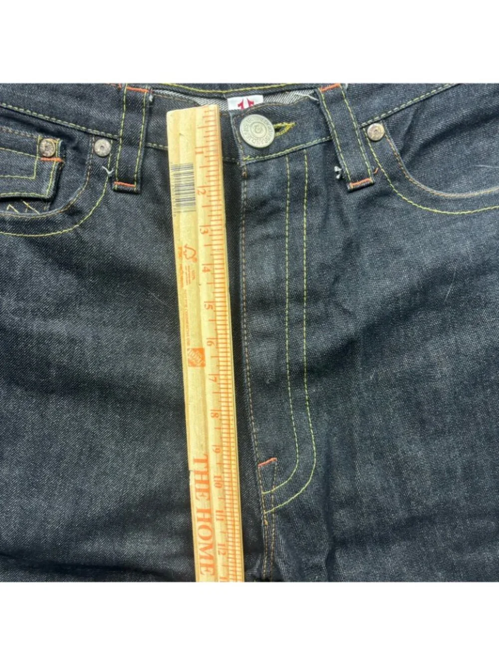 Vintage Y2K Mens 38 True Religion Buddha Embroidered Jorts Denim Jean Shorts